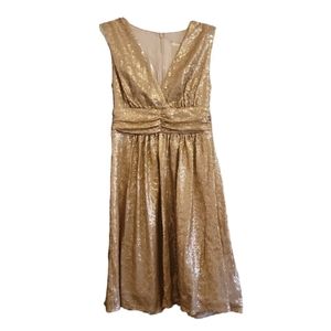 New York Eva Mendes Gold Sequin Cocktail Dress Party New Years Size XS